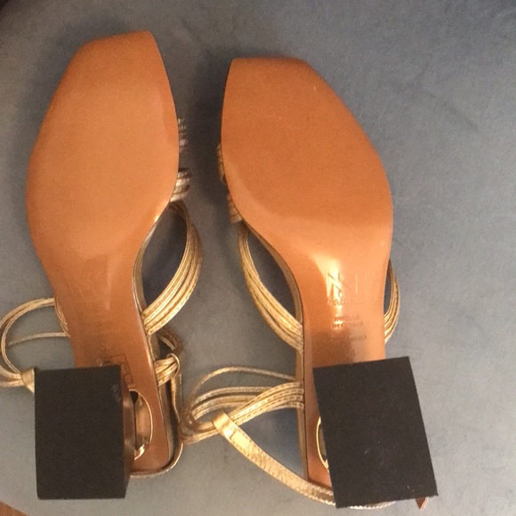 Souliers Martinez Penelope 55 Metallic Leather Slingback Sandals - Picture 5 of 9